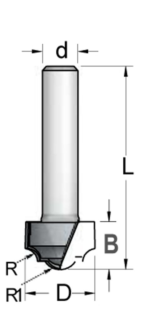 Фреза псевдофиленка классика R3,2 D19 B13 хвостовик 8_S RC05005