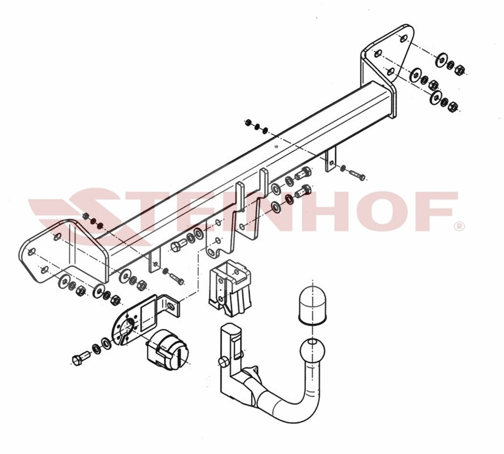 Фаркоп Steinhof B-048 для BMW 7-Series E65/E66 05/2005-2008(паспорт и сертификат в комплекте)(без электрики)