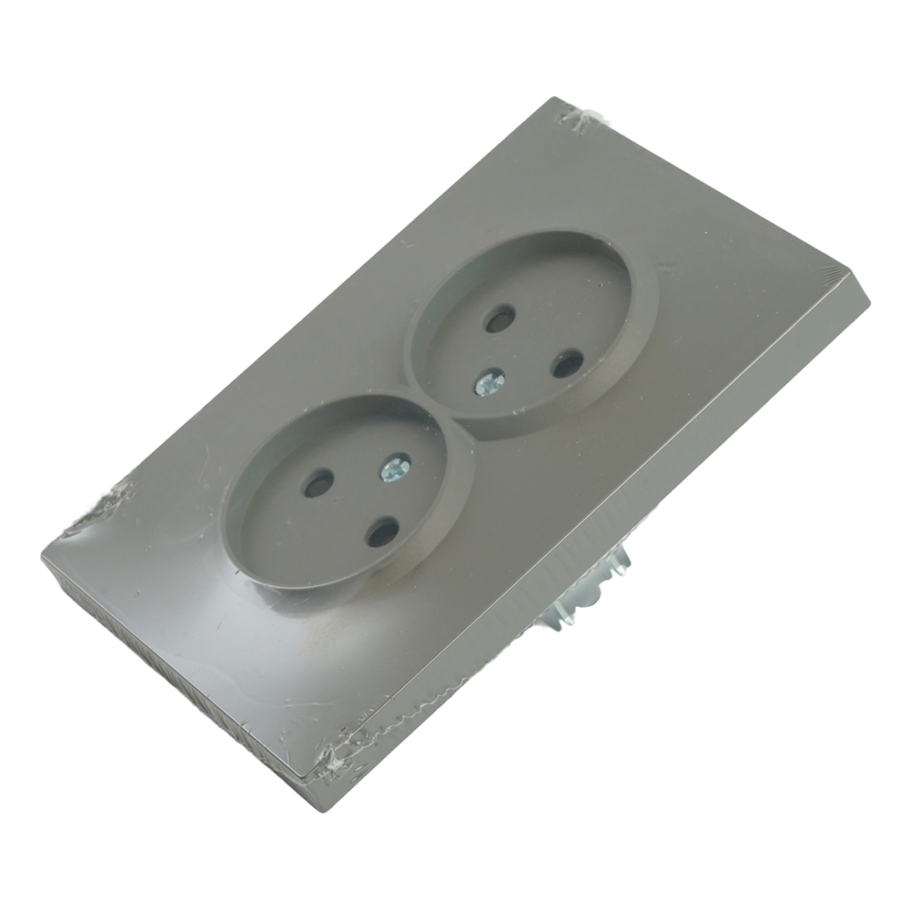 Розетка 2-местная с защитной шторкой, STEKKER, б/з, 250В, 16А, серия Эмили, RST16-5116-10 , платиново-серый, soft touch 49955