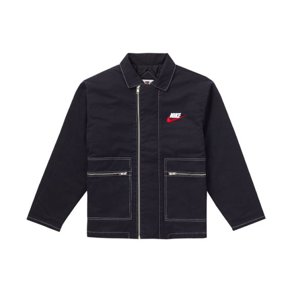 Supreme FW18 x Nike Double Zip Quilted Work Jacket Black Logo