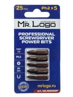 Бита PH2 x 25мм 5шт. S2 намагниченная Mr.Logo ML102502P