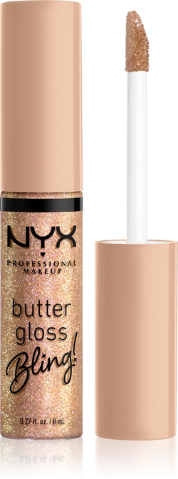 NYX Professional Makeup Butter Gloss Bling - Блеск для губ с блестящими частицами оттенок 01 Bring The Bling, 8 ml