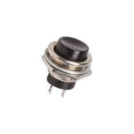 Выключатель-кнопка металл 250V 2А (2с) OFF-(ON) Ø16.2 черная (RWD-306) REXANT