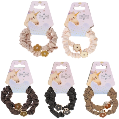 Резинки для волос 2шт «ЕЖЕВИКА», цветочек, микс 5 цветов, d-5,5см (подвес Единорог)