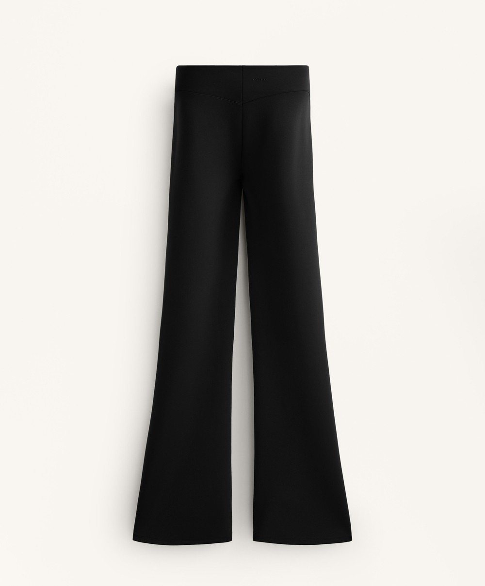 OYSHO Расклешенные брюки с высокой посадкой и эффектом неопрена, черный