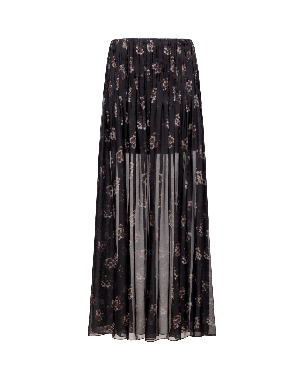 Iya, юбка макси из черного шифона со средним цветочным принтом
