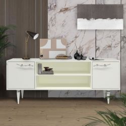 Тумба под ТВ Арт Колор matte 155см Классик Сильвер Белый опал матовый