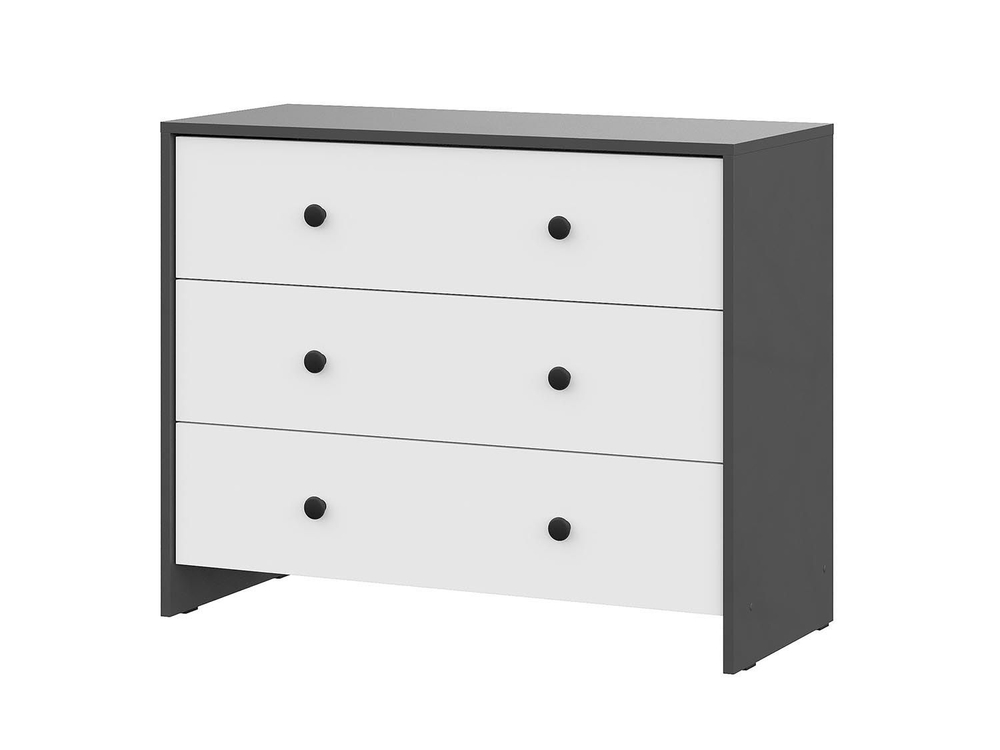 Дольче комод 3 ящика / Графит/Белый
