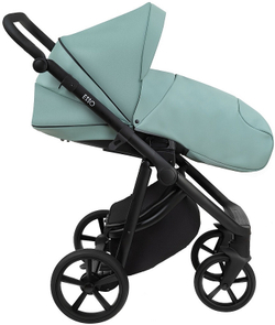 Детская коляска Roan Esso 2025 Кожа 3 в 1 с автокреслом Tutis Elo Black ESSK/214/1 Misti Mint/Grey/руч.Черный