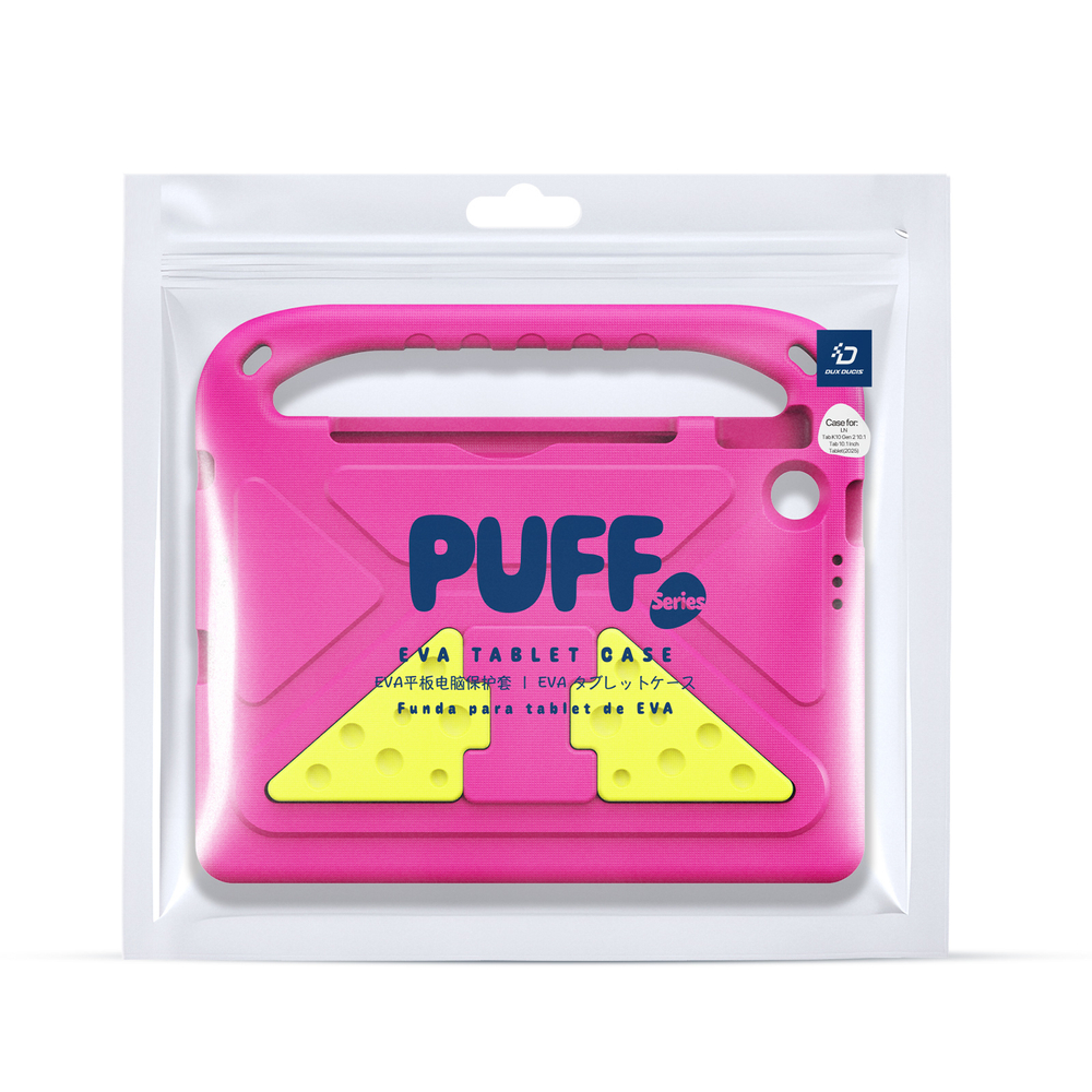 Детский чехол розового цвета на планшет Lenovo Tab K10 Gen 2 10.1 и Tab 10.1 Tablet (2025-) от Dux Ducis, серия Puff Series Case