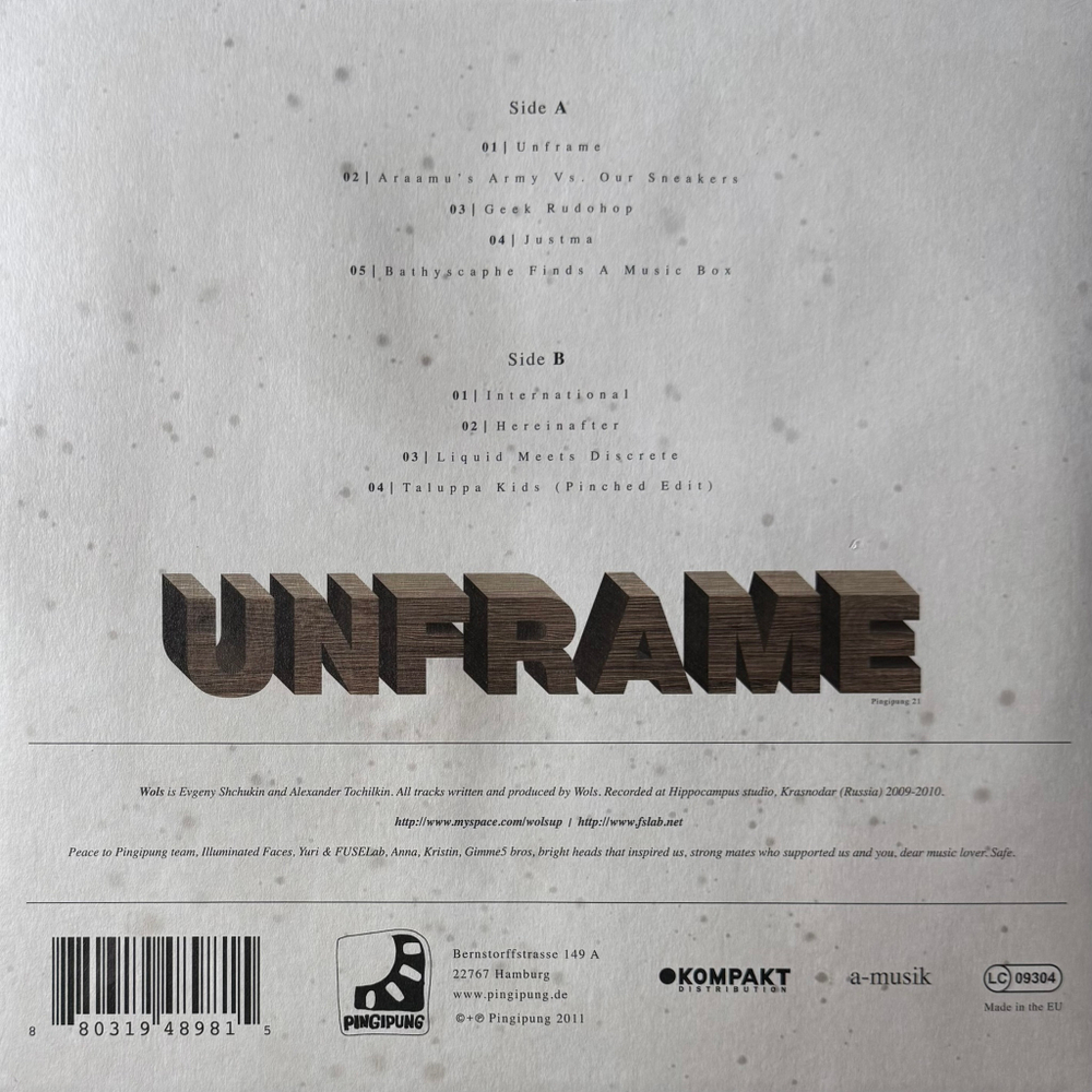 Виниловая пластинка Wols ‎– Unframe LP
