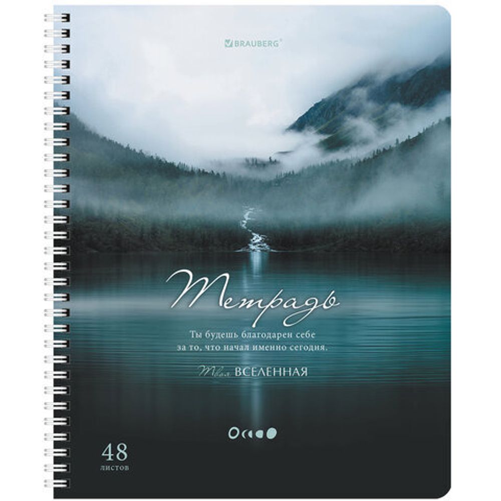 Тетрадь А5 48 л. BRAUBERG, гребень, клетка, обложка картон, "Nature", 404340, 4шт