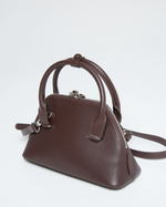 Сумка на молнии из натуральной кожи мини шоколадный