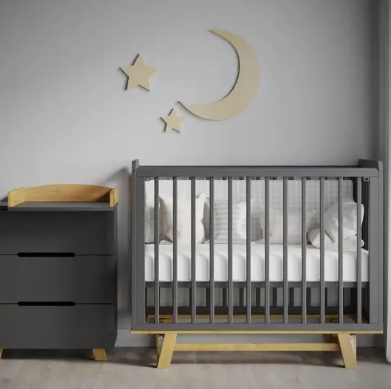 Детская кроватка с продольным маятником Incanto Anniken Графит/бук