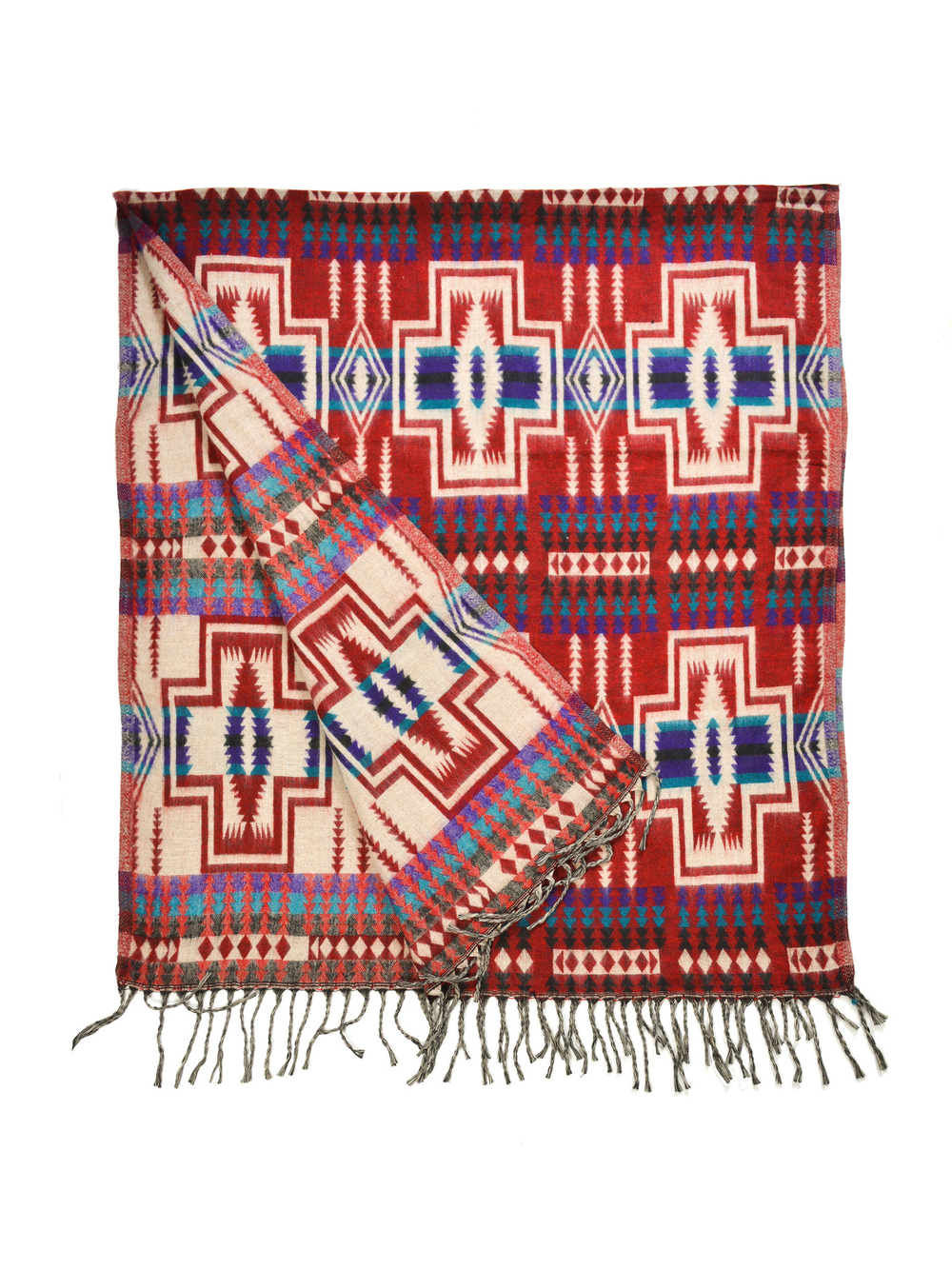 Палантин теплый с орнаментом Навахо