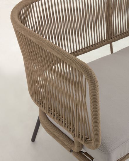 Двухместный диван Nadin из бежевого шнура с оцинкованной сталью La Forma Испания