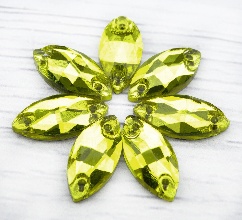 МИ007НН612 Хрустальные стразы круглые пришивные "лодочка", цвет: цитрин, размер: 6х12 мм, 15 шт.