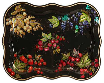 Жостовский поднос декоративный, размер 51х40 см (A25), металлический