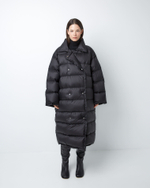 Пуховик двубортный из итальянского нейлона черный