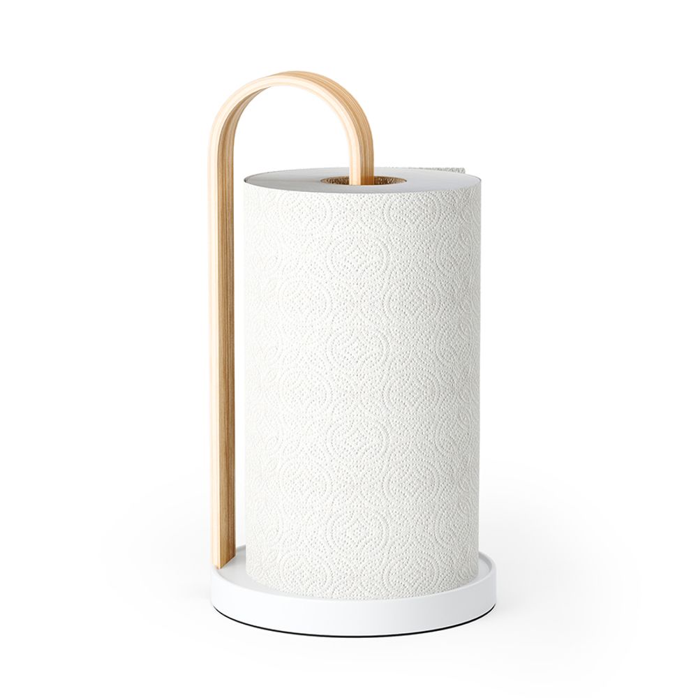 Держатель для бумажных полотенец Bellwood, белый/натуральное дерево