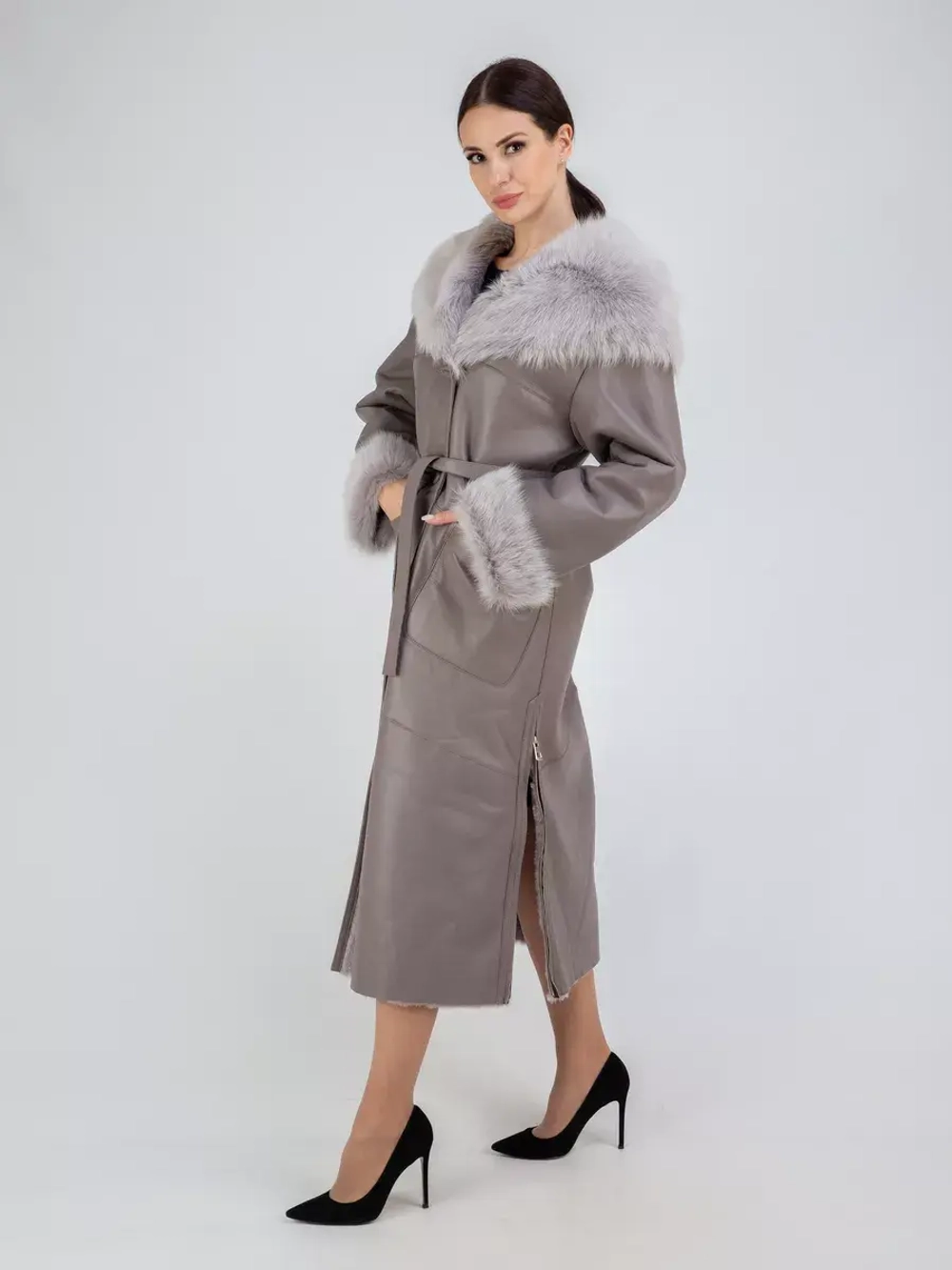 Дубленка зимняя натуральная с капюшоном