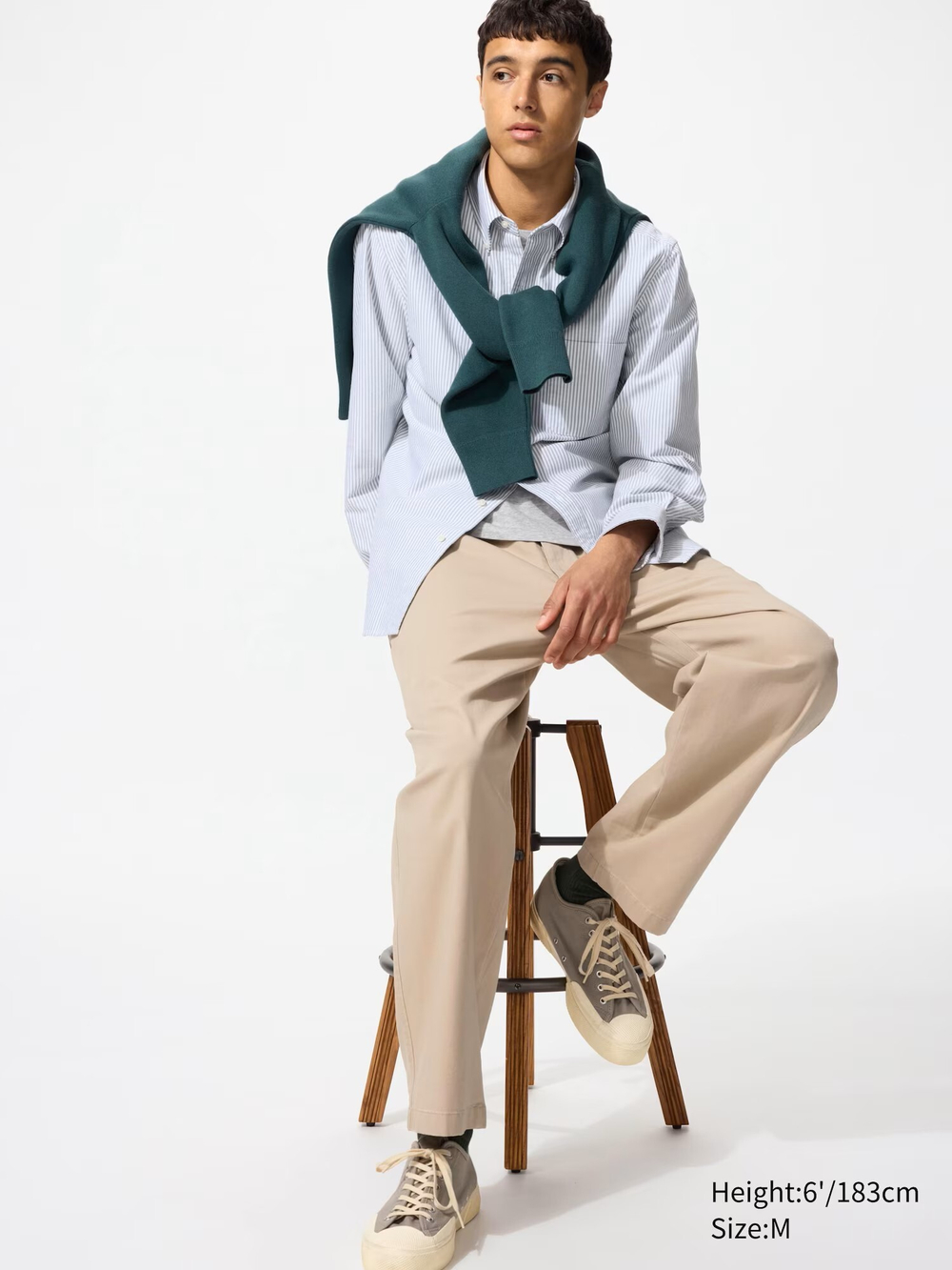 UNIQLO ЭЛАСТИЧНЫЕ БРЮКИ ДЛИНОЙ ДО ЩИКОЛОТКИ, БЕЖЕВЫЙ