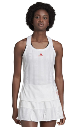 Женский топ теннисный Adidas Y-Tank ENG W - white/scarlet
