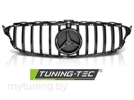 Решетка радиатора для Mercedes С-Class W205 (15-18) черная глянцевая в стиле GT-R