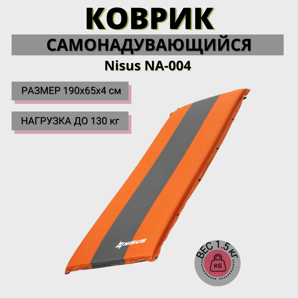 Туристический самонадувающийся коврик Nisus NA-004 190x65x4 см