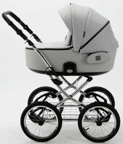 Детская коляска Adamex Porto Retro 2 в 1 PO-PS11 (СВ.СЕРЫЙ+СВ.СЕРАЯ КОЖА)