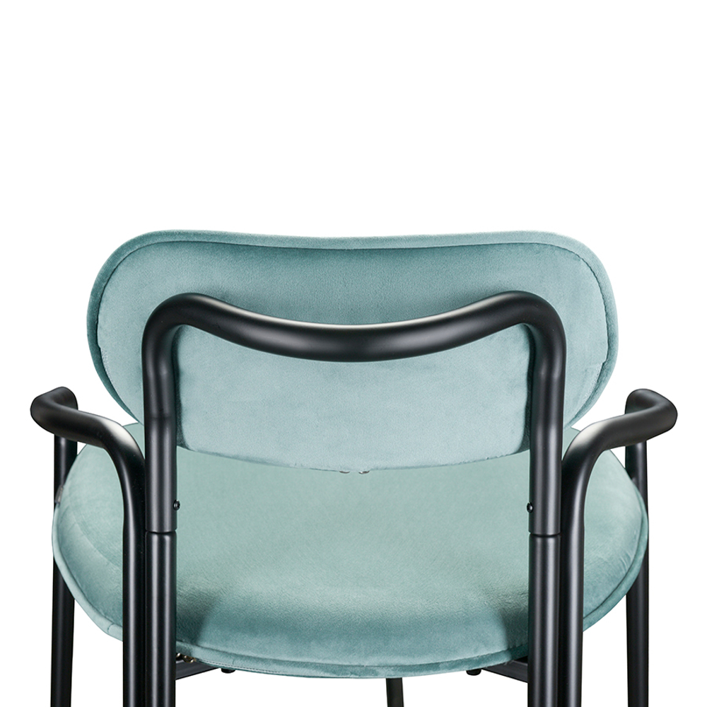 Стул полубарный LATITUDE Ror, Round, велюр, черный/светло-бирюзовый