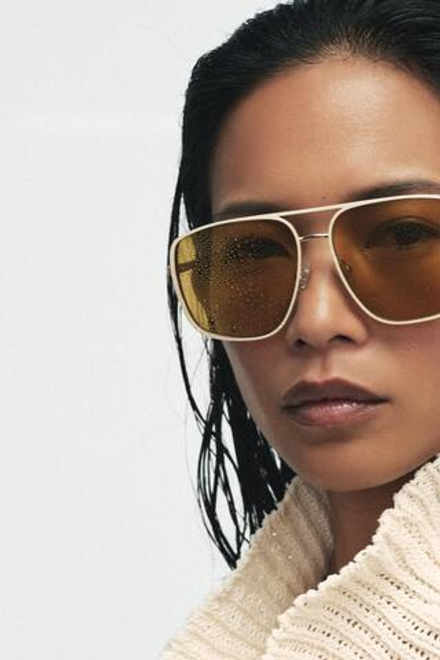 ZARA МЕТАЛЛИЧЕСКИЕ СОЛНЦЕЗАЩИТНЫЕ ОЧКИ-АВИАТОРЫ, ВАНИЛЬНЫЙ