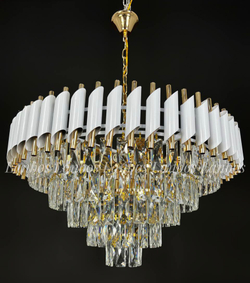 Люстра подвесная Lanbos, 12 ламп Е14, 480 Вт, 30 кв м, белый+золото