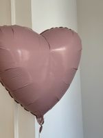 Шар-сердце пудрово-розовый фольгированный