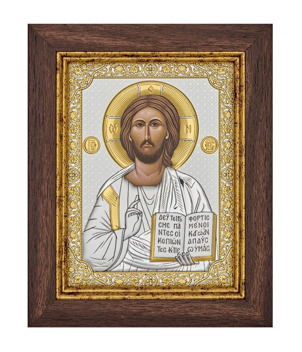 Спаситель, икона прямоугольная в рамке под стеклом, красное дерево 206х258
