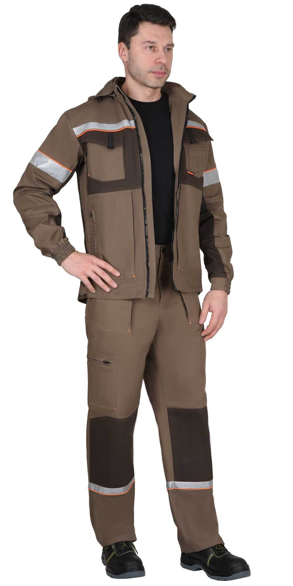 Костюм СИРИУС-РОДОС куртка, брюки, светло-коричневый с темно-коричневым