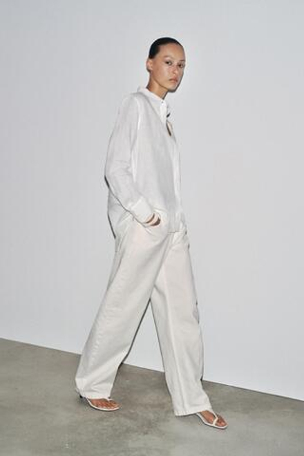ZARA РУБАШКА ИЗ 100% ЛЬНА — ZW COLLECTION, БЕЛЫЙ