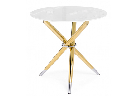 Стол стеклянный Woodville Rock 80х75 white, gold