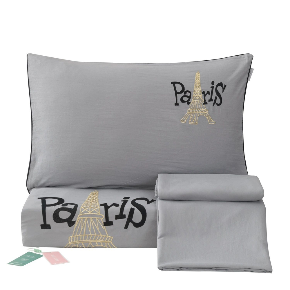 Комплект постельного белья Mood of Paris на резинке MPR010, Евро, простыня 160x200