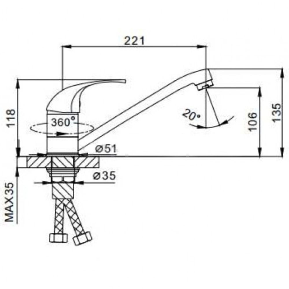 Смеситель для кухни, Frap, с картриджем, хром, F4929-B