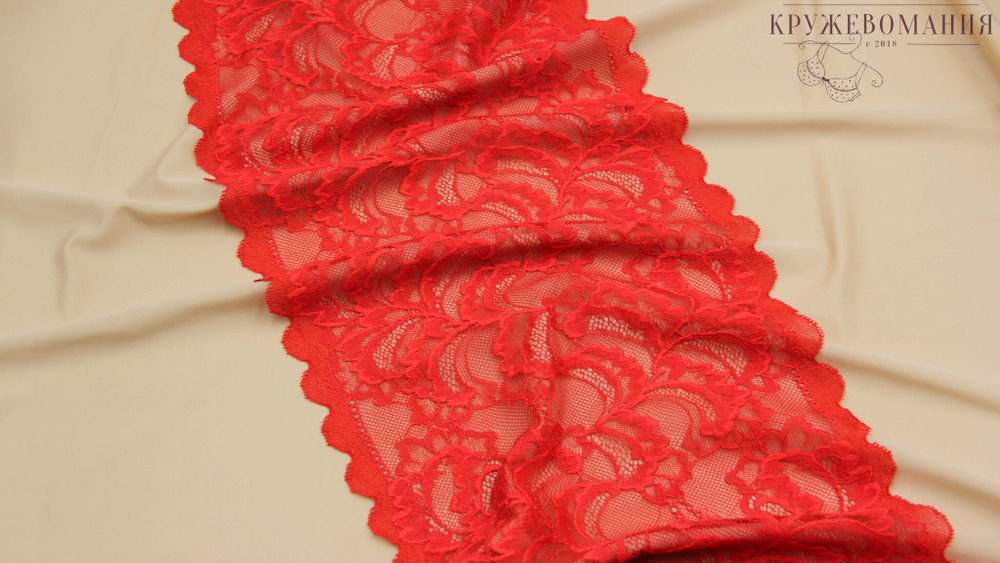 Эластичное кружево, красное, 23,5 см, (Арт: EK-2183), м