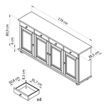Dipriz Тумба Лена из сосны, 4 ящ. 4 дв. (низ), лак