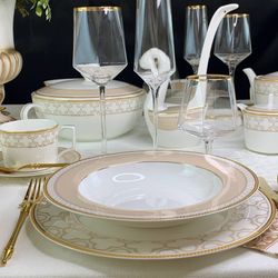 Lenardi 145-340 Набор из 6 глубоких тарелок 23см. ЖОЗЕФИНА в под.уп.(х6)Костяной фарфор