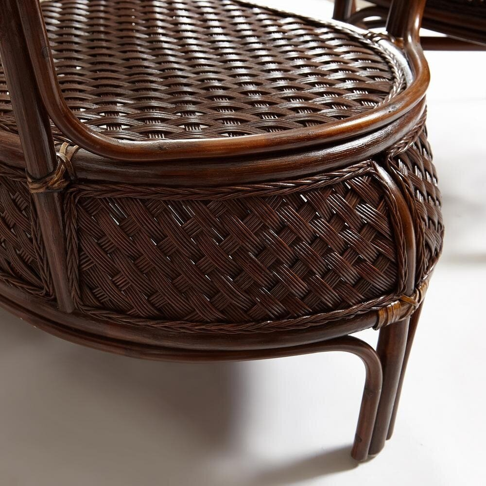 Обеденная группа GRAND 1 Pecan(стол со стеклом+6 кресел+ подушки), натуральный ротанг