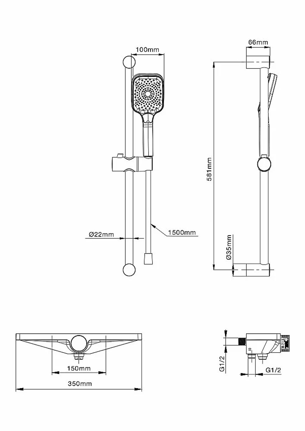 Смеситель для ванны с душем WONZON & WOGHAND Onix WW-B2551-A-CR хром