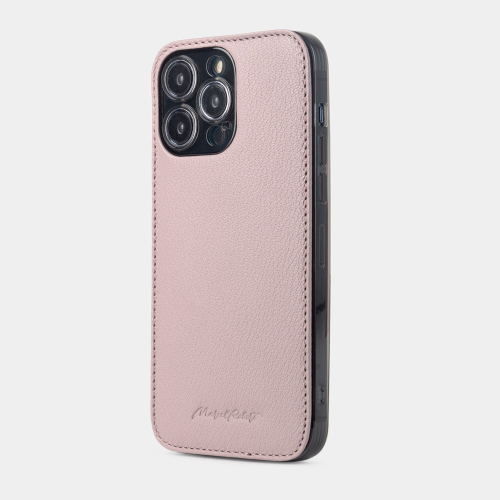 Чехол для iPhone 15 Pro из кожи козы, пудрового цвета