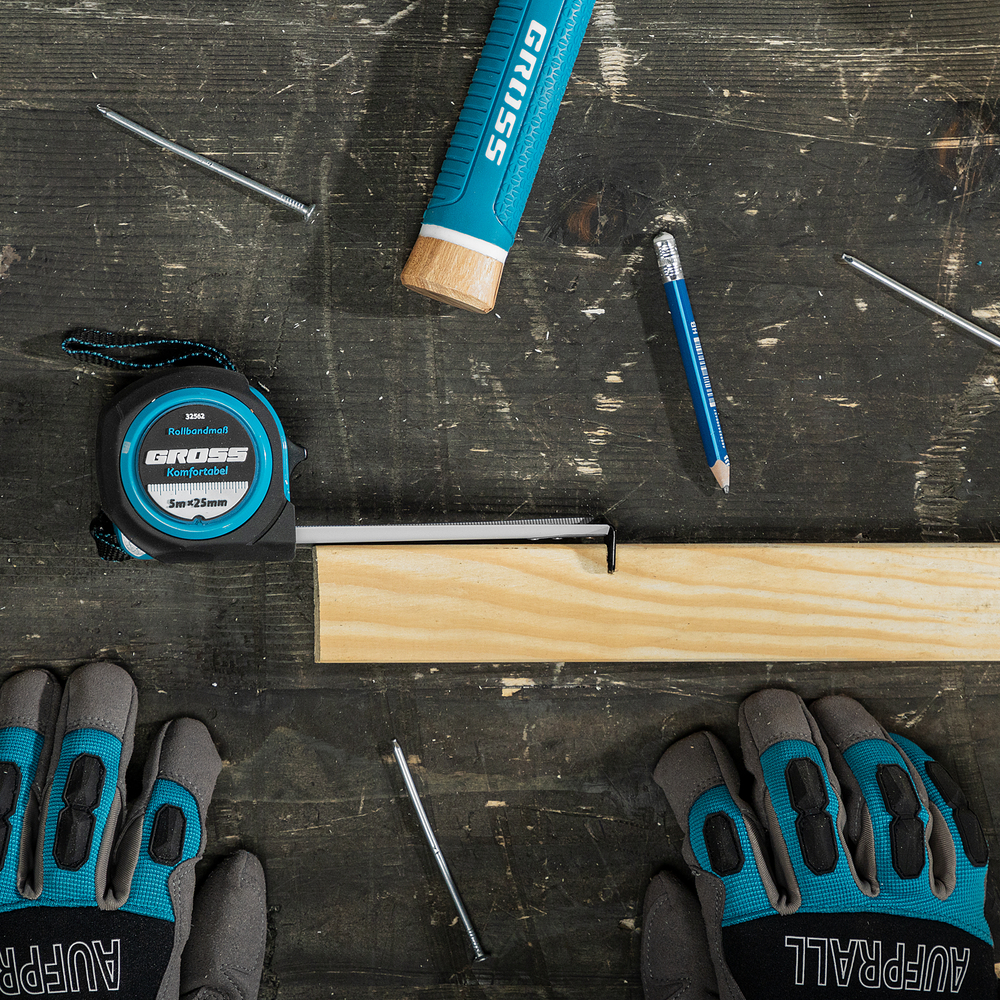 Рулетка Komfortabel 5 м х 25 мм,обрезиненный корпус Gross