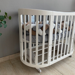 Кровать детская «Zvezdochka» 6 в 1 поперечный маятник, колесо (белый)