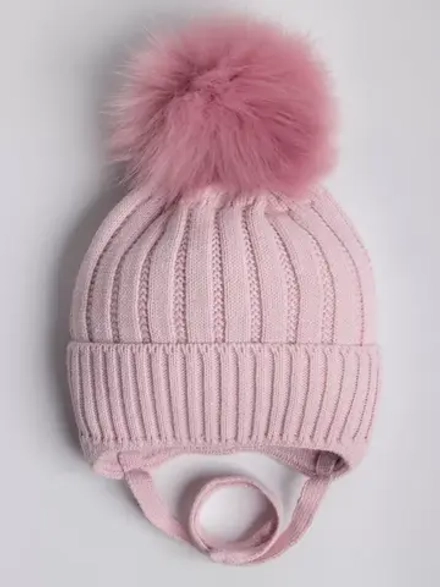 Шапка зимняя вязаная с помпоном детская