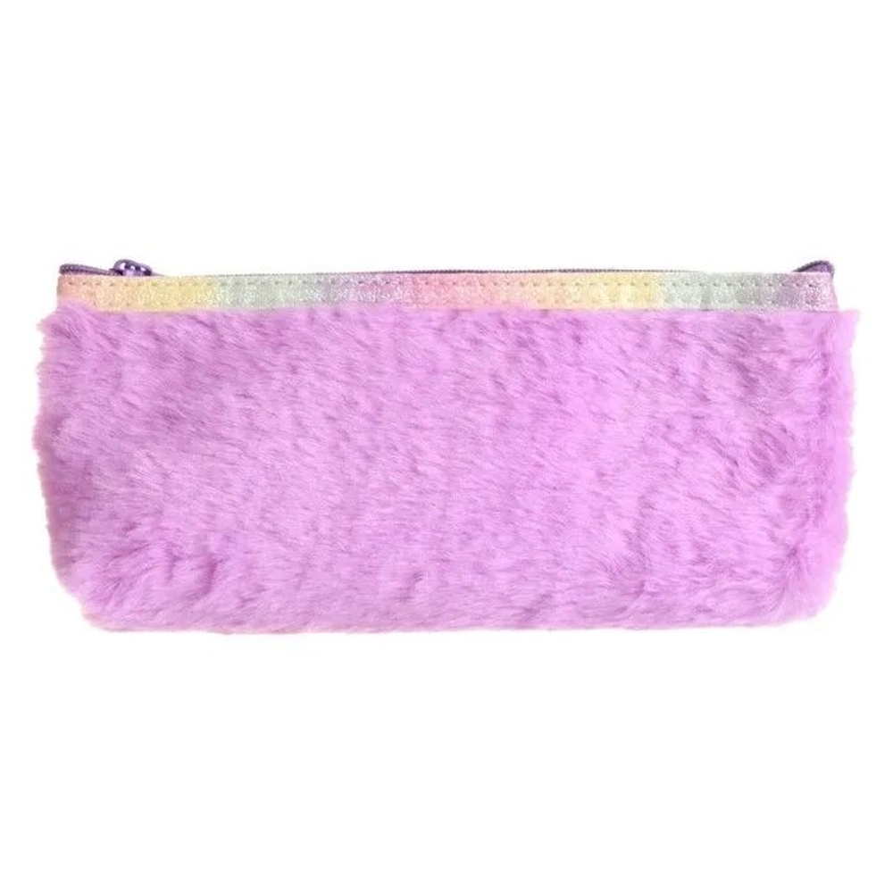 Пенал - косметичка Alingar, мех/голографика, молния, 90х200мм, "Cute cat", микс (кошечки)